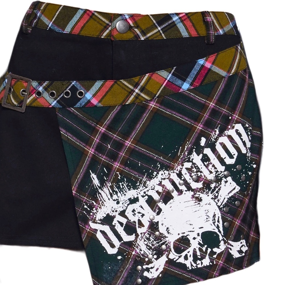 NWT Destruction Plaid Mini Skirt - S